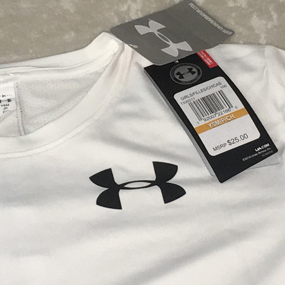 Under Armour White Tee Womes Small Size - Picture 5 of 5